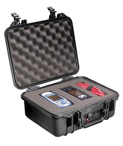 Pelican 1400 Protector Case made of Polypropylene with Black Finish, Foam Padding, OverMolded Handle, Stainless Steel Hardware  Double Throw Latches 11.81 Inch x 8.87 Inch W x 5.18 Inch D Interior Dimensions | 019428015602